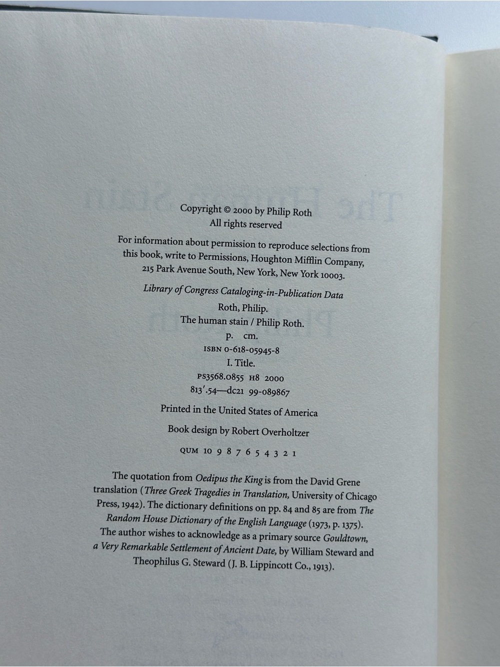 The Human Stain by Philip Roth | Psychological Fiction | Hardcover Book - Picture 9 of 10